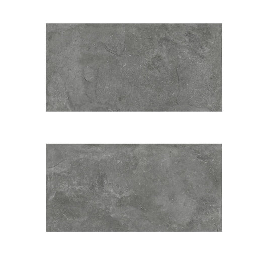 Porcelanato Cassian Coal 60x120 Cemento Gris Oscuro