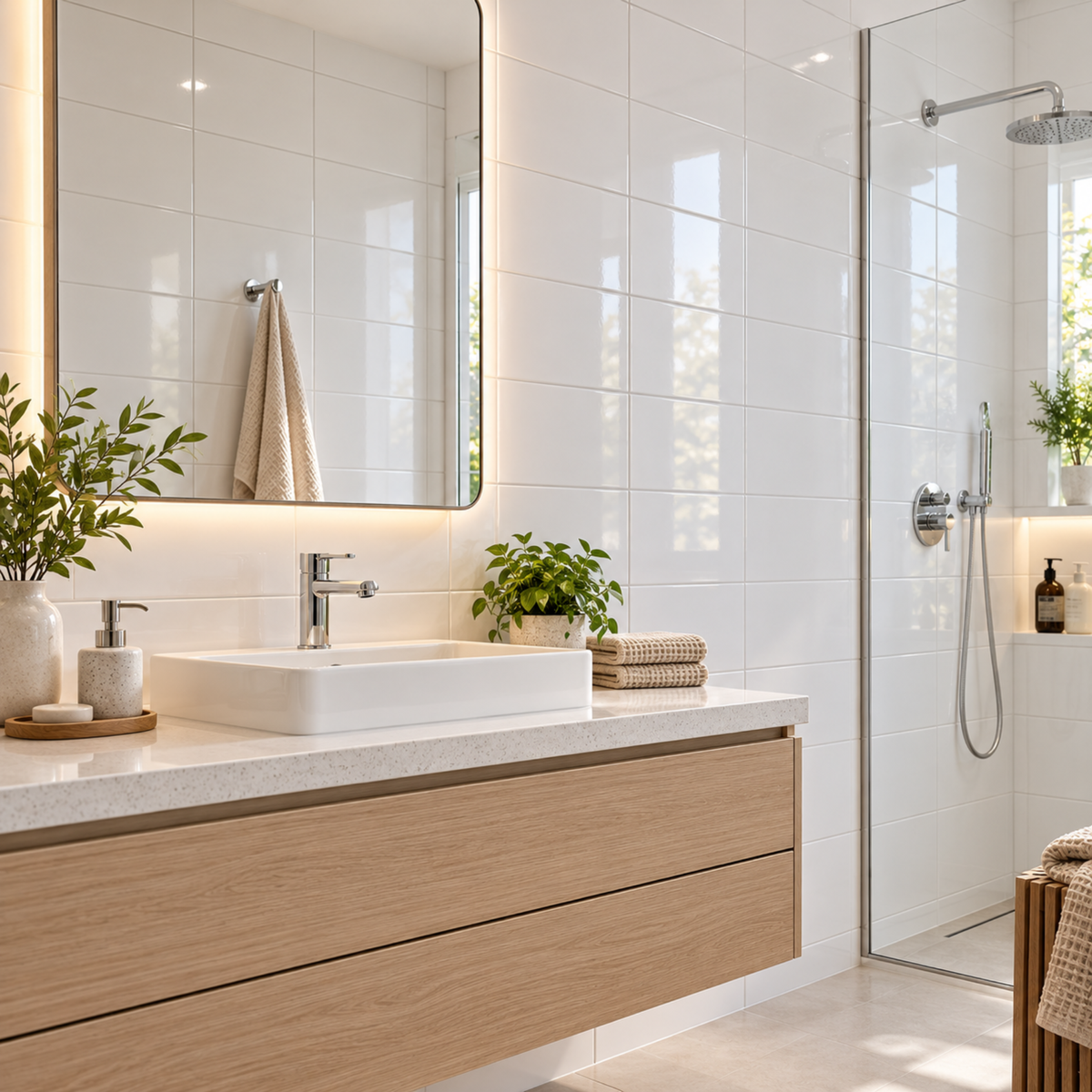 Cerámica para baño 25x40 Blanco Brillo