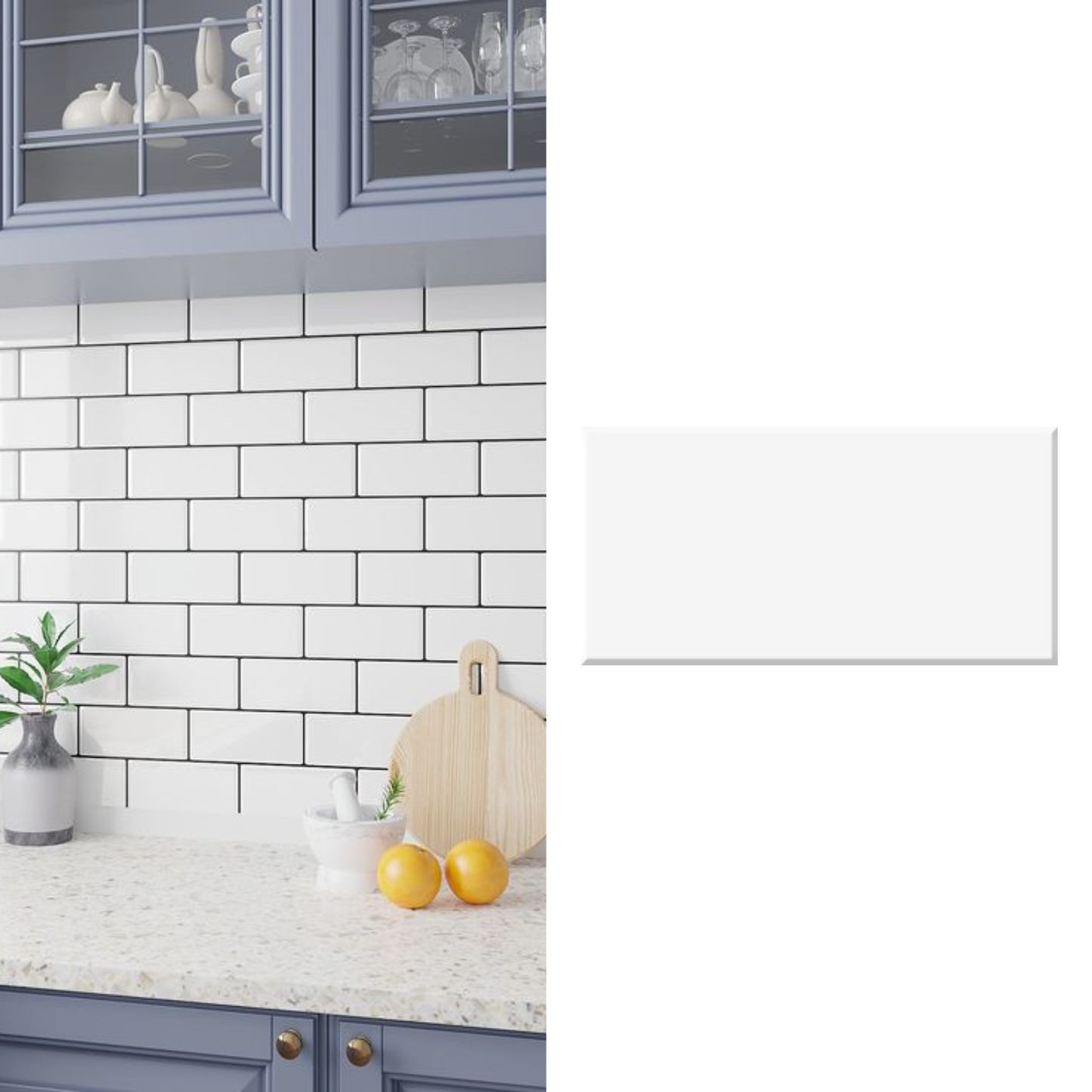 Cerámica 10x20 blanco brillo liso | Caja 1 m²