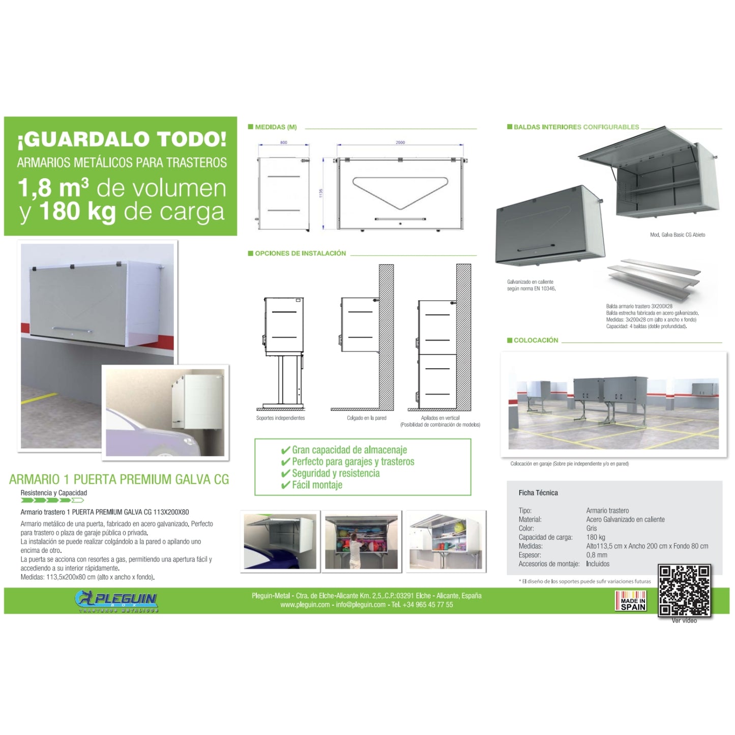 Armario Bodega Estacionamiento 1 Puerta Premium Galva CG