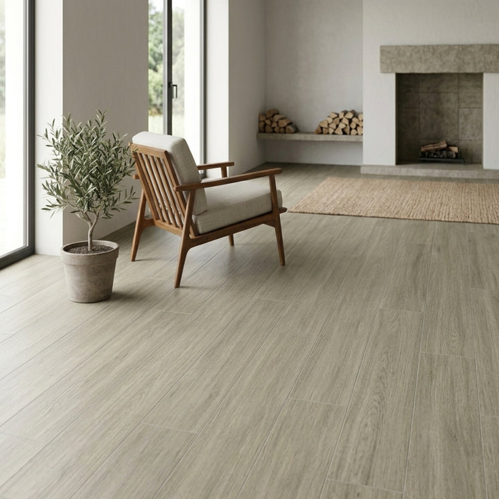 Cerámica 15.4x60 Cauhita Brown - ambiente instalado