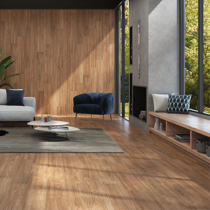 Porcelanato 20x122 Colorado Roble - ambiente instalado
