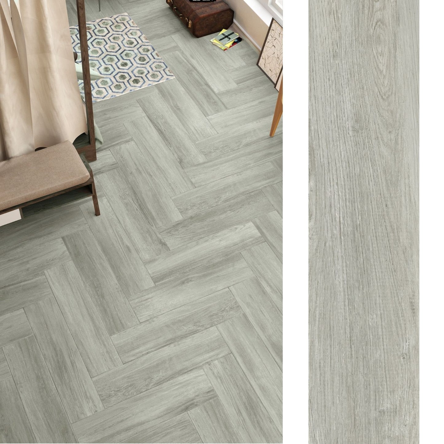 Porcelanato Madera 22,5x90 Landes Gris