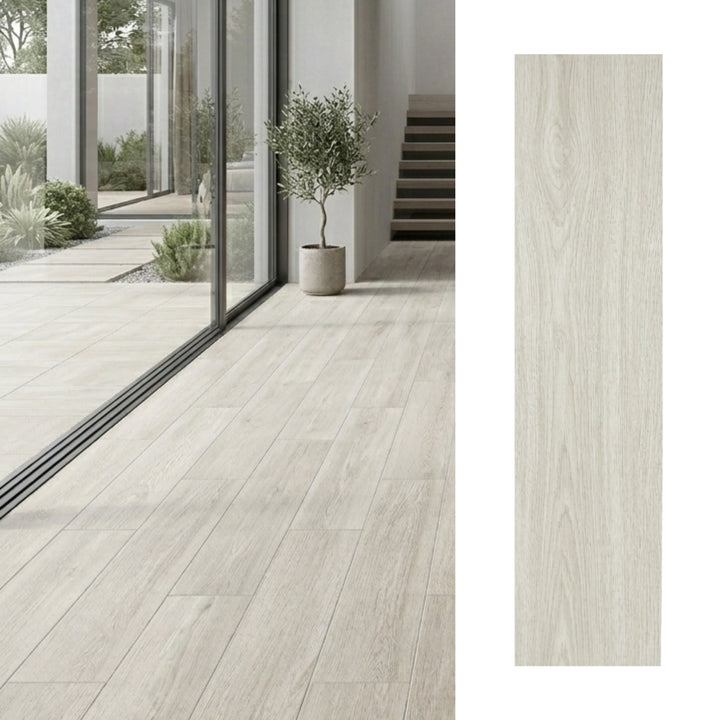 Porcelanato Madera 22.5x90 Landes Gris - vista mixta