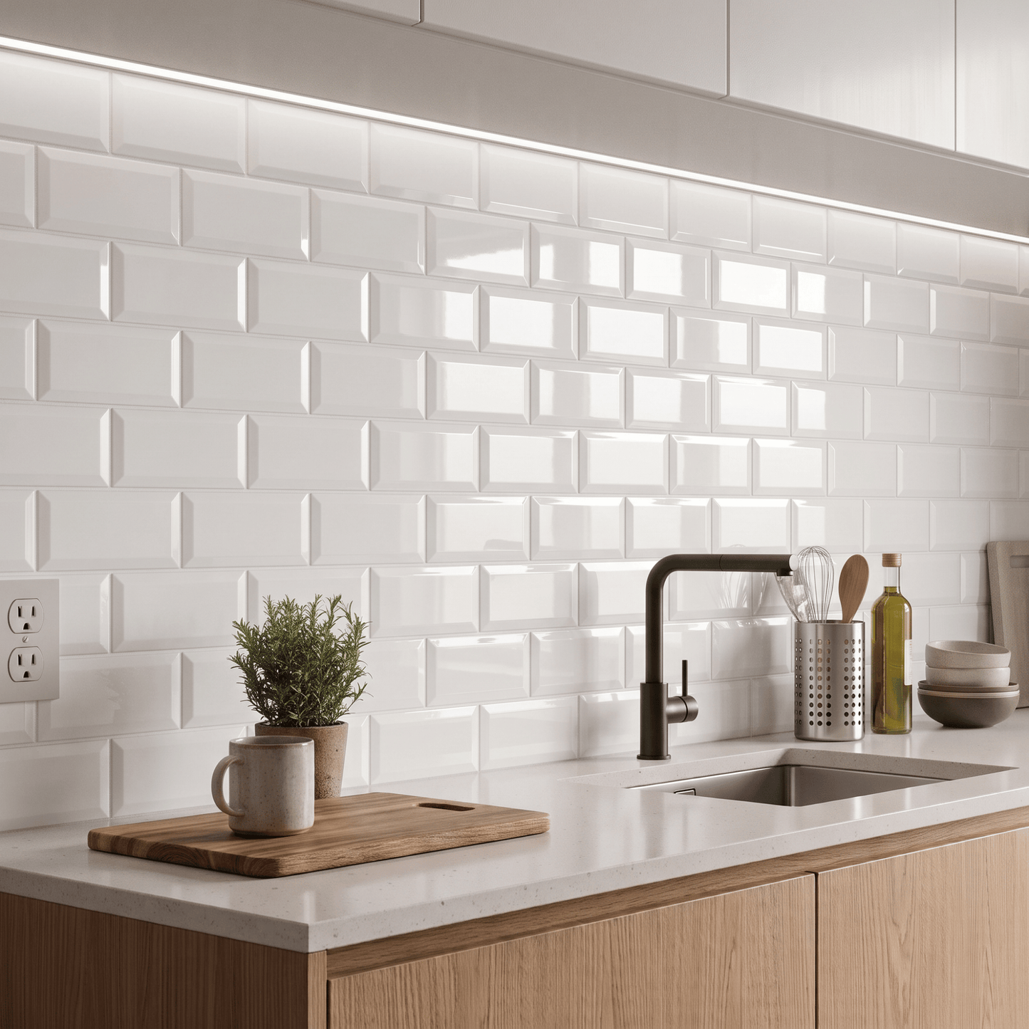 Cerámica 10x20 metro blanco brillo | Caja 1 m²