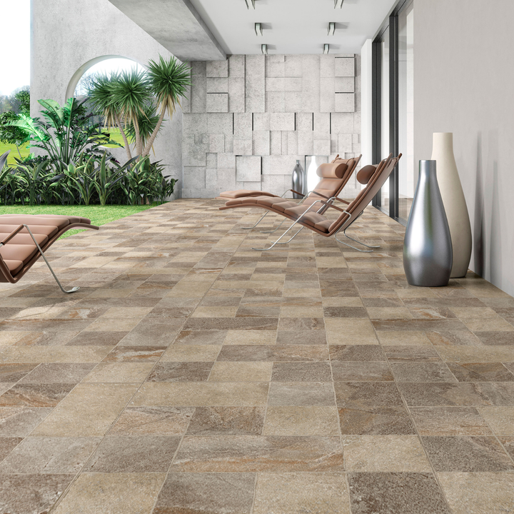 Cerámica 60x60 Pavia Brown - ambiente instalado