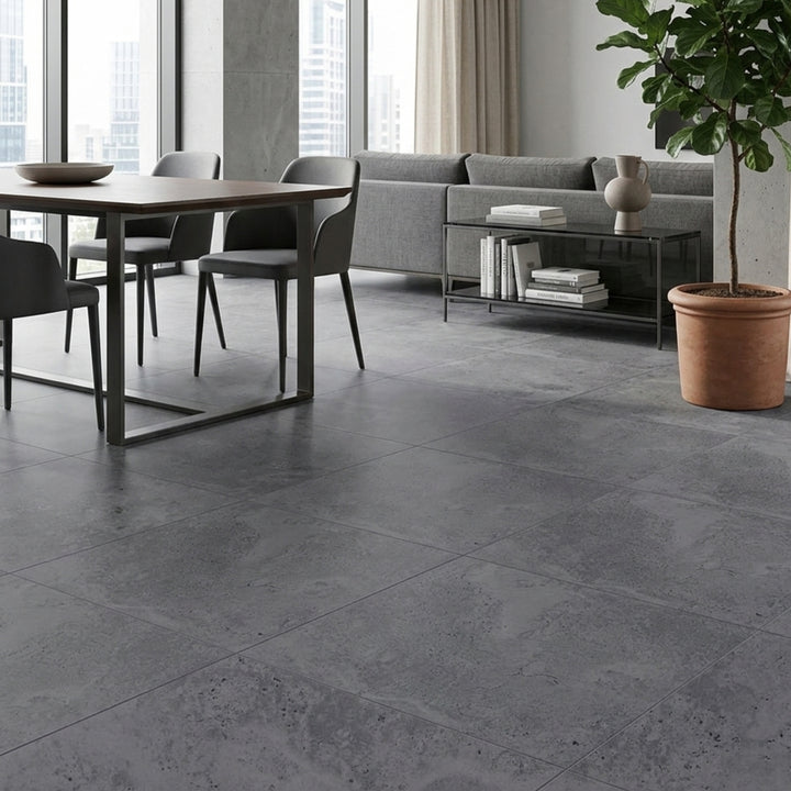 Porcelanato 60x60 Apriko Anthracite - ambiente instalado