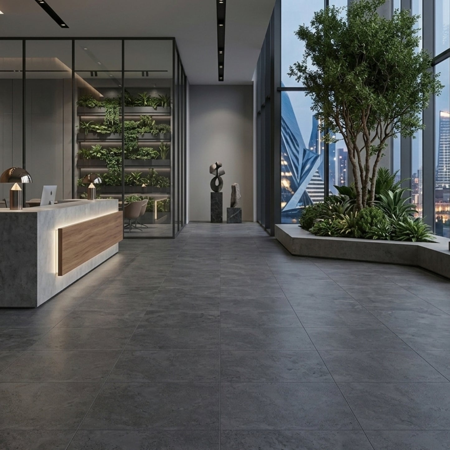 Porcelanato 60x60 Apriko Anthracite - ambiente instalado 2