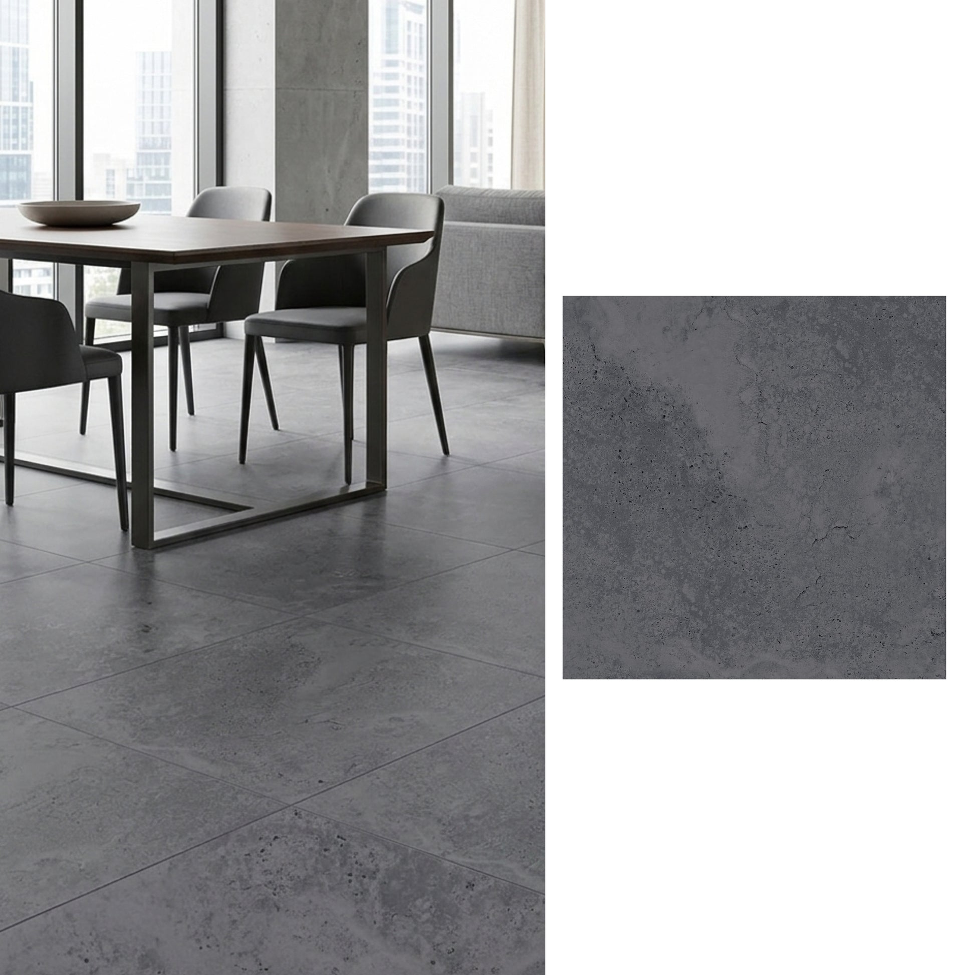 Porcelanato 60x60 Apriko Anthracite - vista mixta