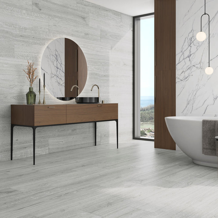 Porcelanato Baywood Pearl 23x120 - ambiente instalado