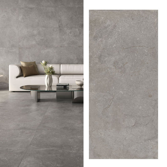 Porcelanato Cassian Ash 60x120 Cemento Gris Claro