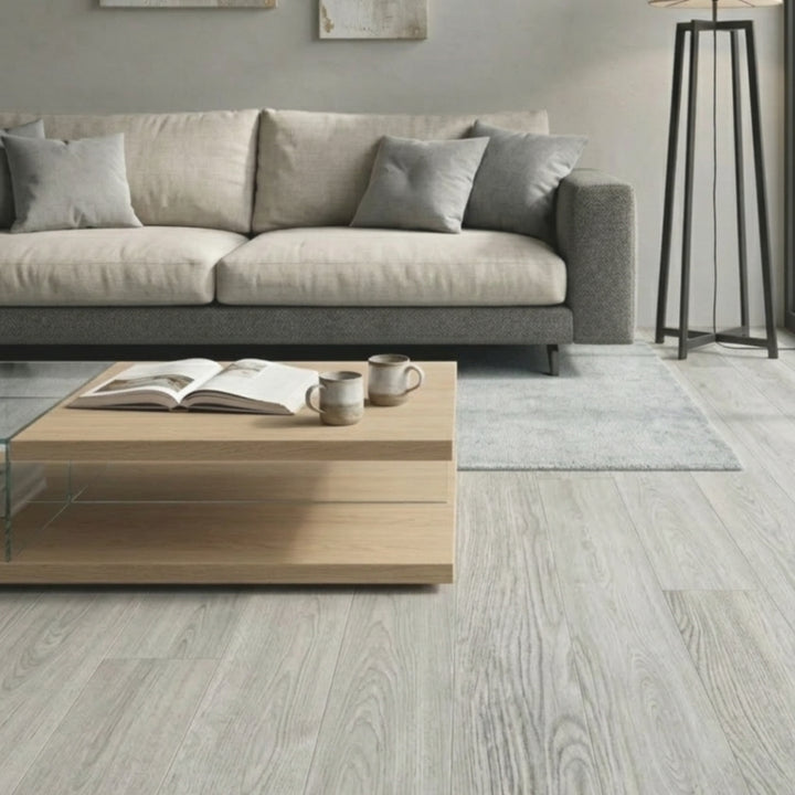 Porcelanato Tipo Madera 22.5x90 Landes Taupe - ambiente instalado 2