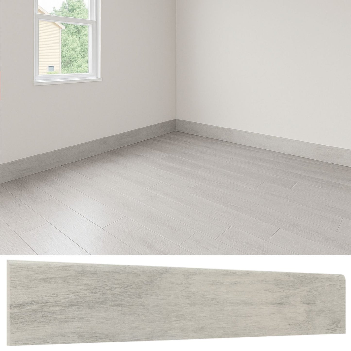 Guardapolvo Porcelanato 10x60cm Madera Silver