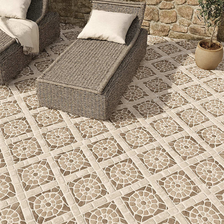 Cerámica tipo piedra 60x60 Mirage Stone Out - ambiente instalado