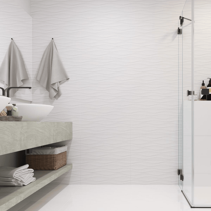 Cerámica 31x60 New Pacific White - ambiente instalado