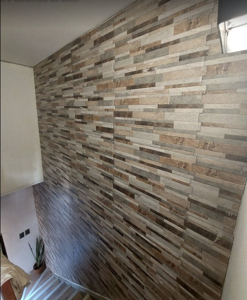 Obra de cliente: Rock Bone 32x54 en muro - La Casa de la Cerámica
