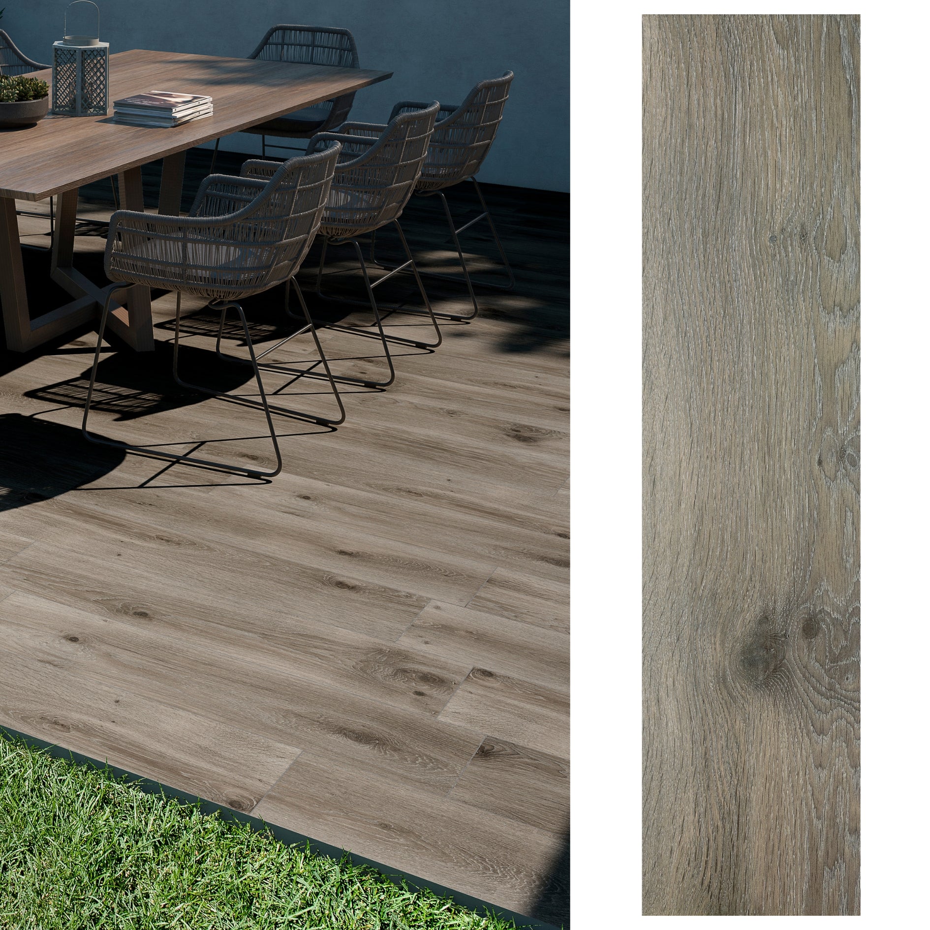 Porcelanato 25x100 Outi Gris - vista mixta