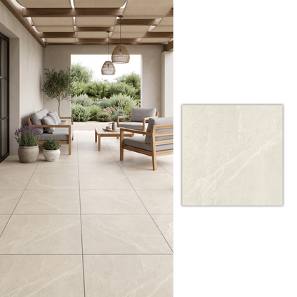 Cerámica tipo piedra 60x60 Petros Beige Out