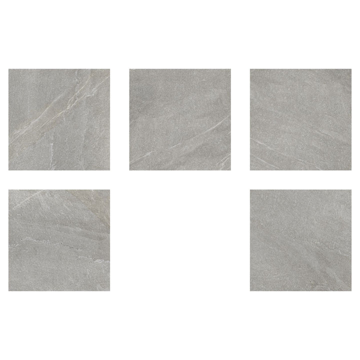 Cerámica tipo piedra 60x60 Petros Gray Out - variedad de caras