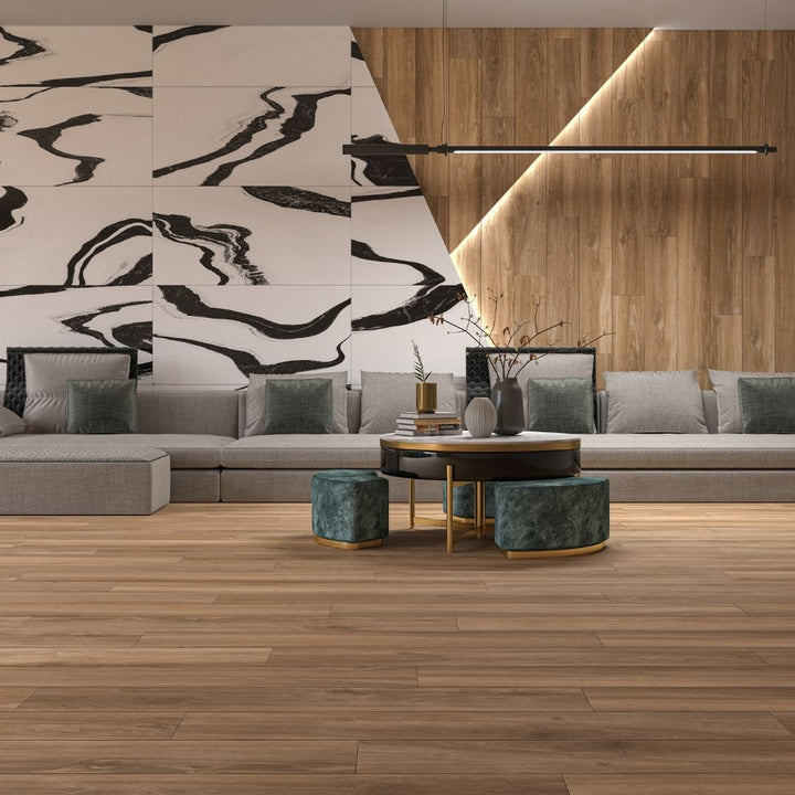 Porcelanato 20x120 Walkyria Fresno - ambiente instalado