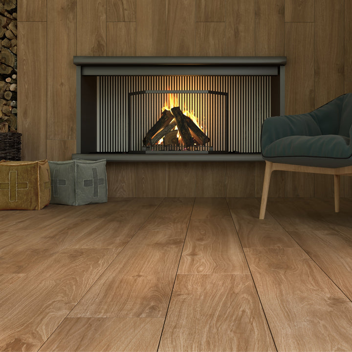 Porcelanato 20x120 Walkyria Oak - ambiente instalado